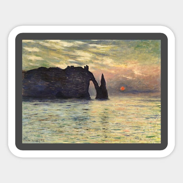 The Cliff, Etretat, Sunset by Claude Monet Sticker by MasterpieceCafe